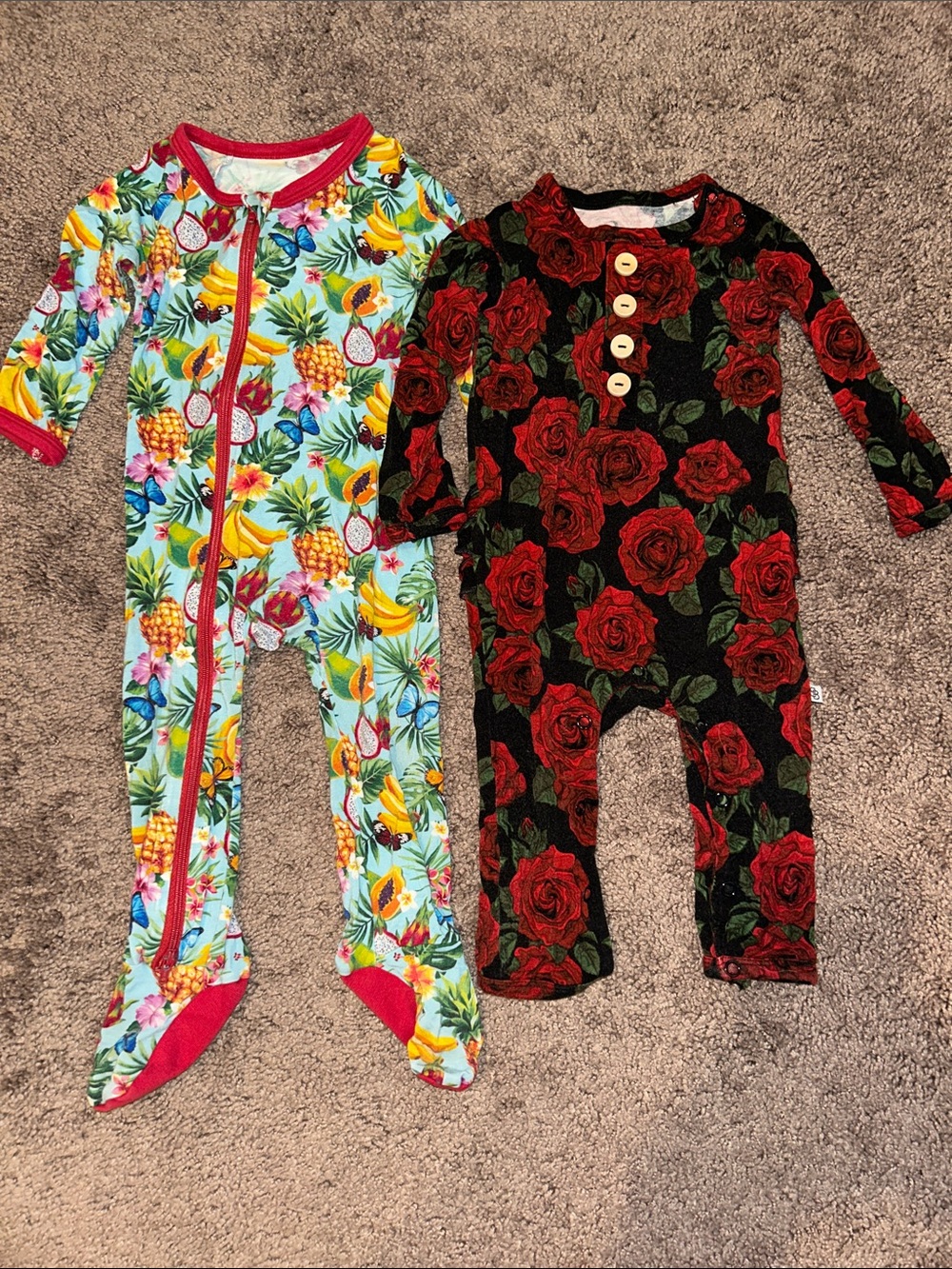 Babygirl 6/9m Little Bum Bums & Bestaroo bamboo floral romper & footie bundle